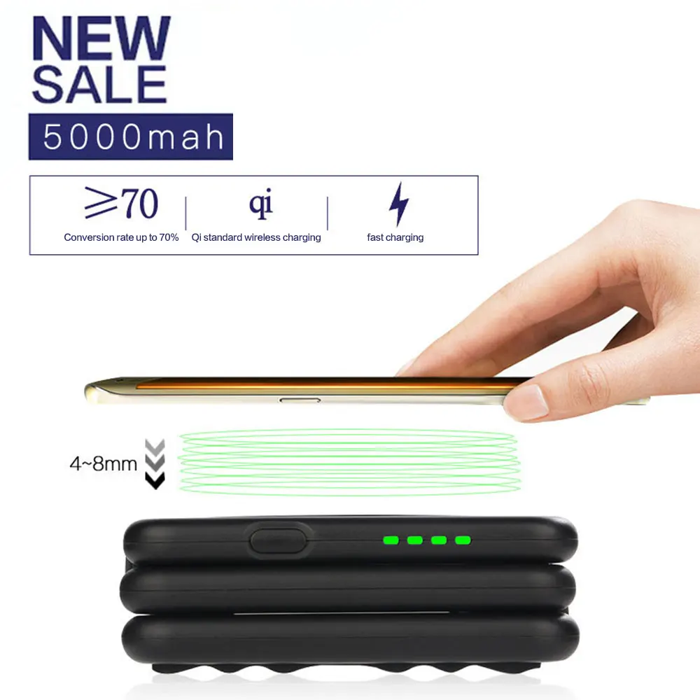 

CASEIER Portable Wireless Power Bank For iPhone X 7 8 USB Folding Phone Holder For Samsung S9 S8 S10 S10e External Battery Pack