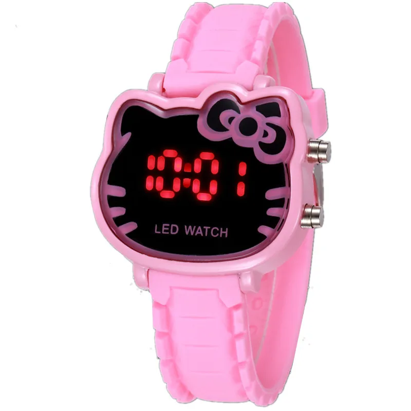 

Rose Hello Kitty Led Digital Watch Children Watches Cat Cute Baby Clocks Cartoon Enfant Ceasuie Femme Rejores Ladies Dress Saats