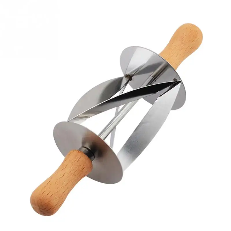 

Stainless Steel Rolling Cutter for Making Croissant Bread Wheel Dough Pastry Knife Wooden Handle Baking Kitchen Knife