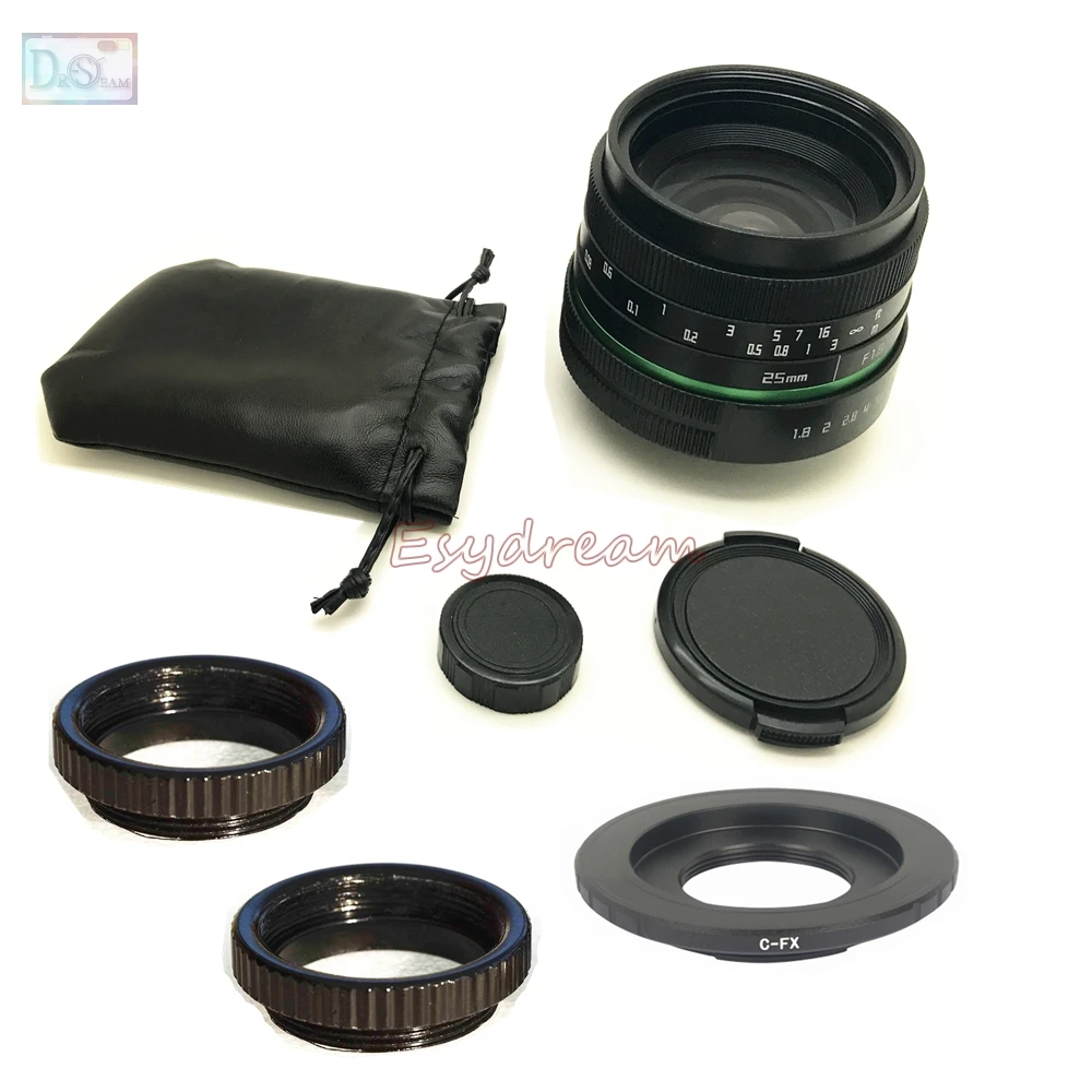 

25mm F1.8 Manual Lens + C Mount Adapter + Macro Rings Kit for Fujifilm Fuji FX X-T10 X-T2 X-T1 X-A3 X-A2 X-PRO2 X-E2 X-E1 X-M1
