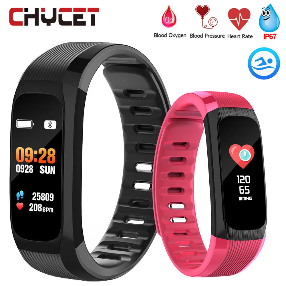 Smart Bracelet Blood Pressure Measurement Heart Rate Monitor Wristband IP67 Waterproof Men Women Watch Fitness Tracker | Электроника