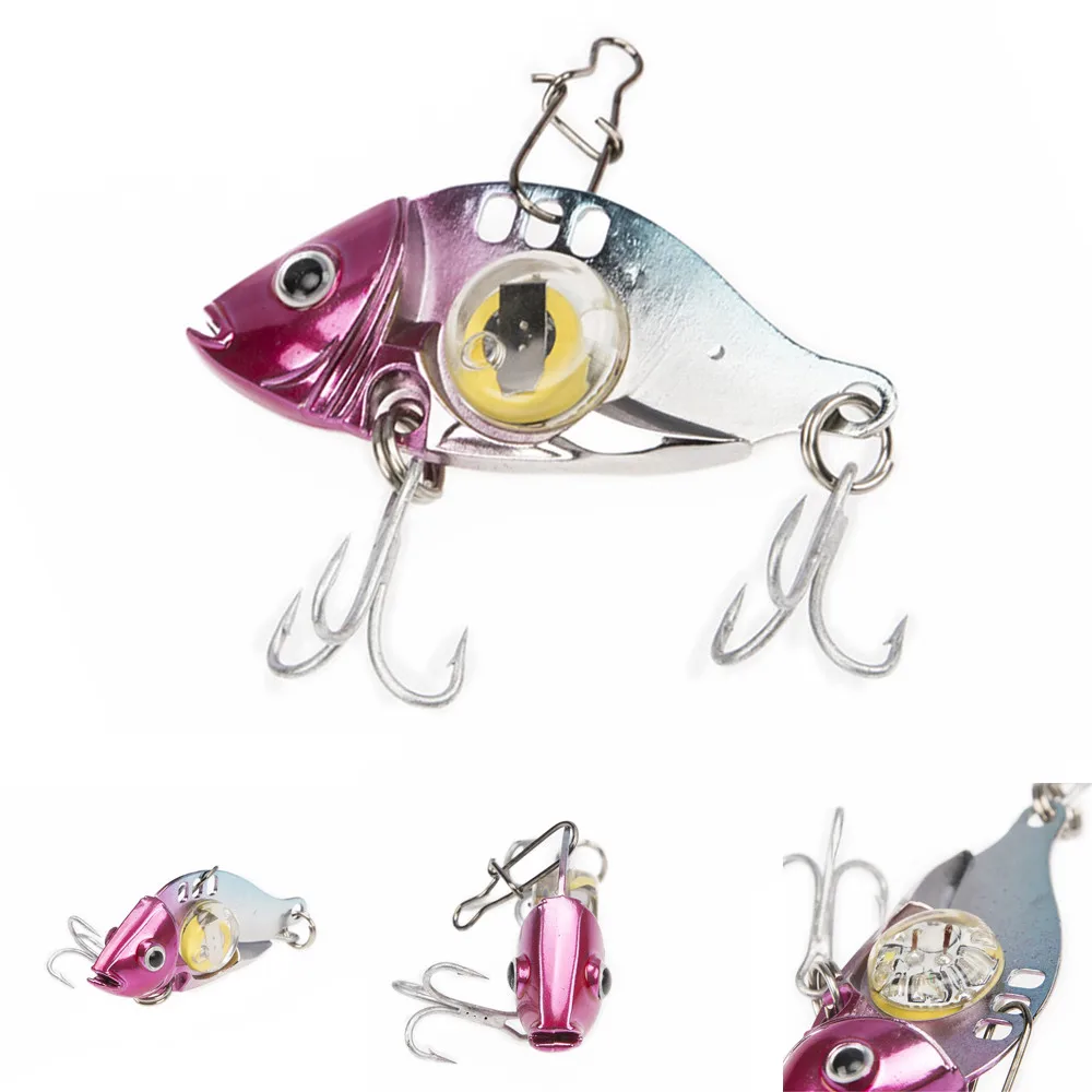 

HOT Sale LED illuminated vibration sinking lure Fishing Lure 6cm VIB Lure Electronic Sharp Hook Lighted Fishing Metal Bait pesca