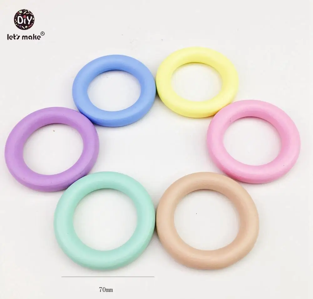 От компании Let's make зубцы из древесины кольцо незавершенной безопасный экологических детских Детское Зубное кольцо Прорезыватель игрушка Детские погремушки игрушки(2,7" H13) кормящих браслет - Цвет: colorful