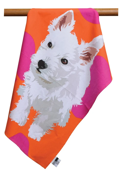 Простой столкновение Color 100% хлопок Собака живопись чай towel кухня кухонное