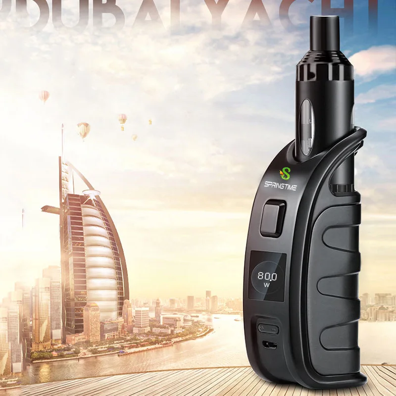 

SpringTime 80W Box Mod Kit with 1200mah 2.5 ml Vape 0.3ohm coil Atomizer Smoke Cessation Electronic Cigarette hookan shisha vape
