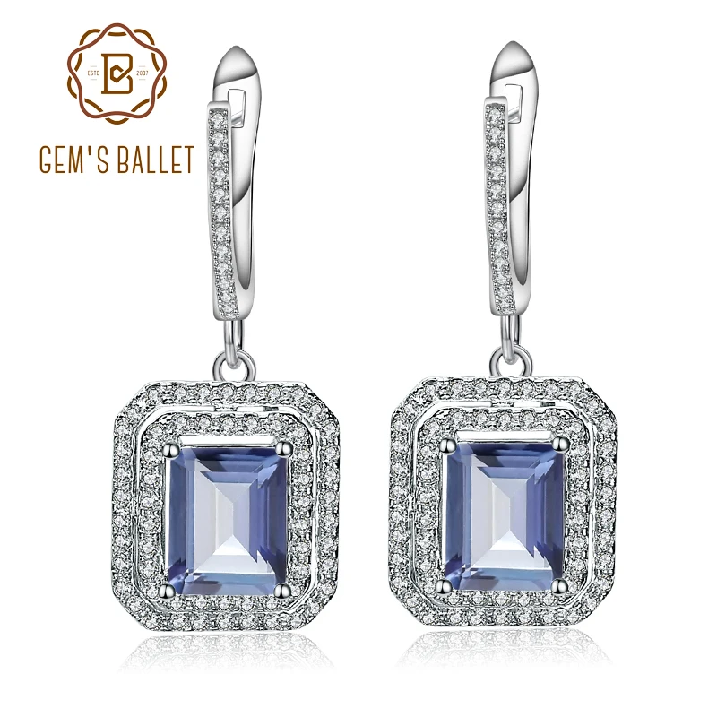 

Gem's Ballet Natural Iolite Blue Mystic Quartz Drop Earrings 925 Sterling Silver Vintage Earrings For Women Fine Jewelry