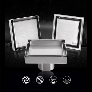 

304 Stainless Steel Invisible Floor Drain Square Thick and Deodorant Bathroom Shower Room Bathroom Decoration Accessories