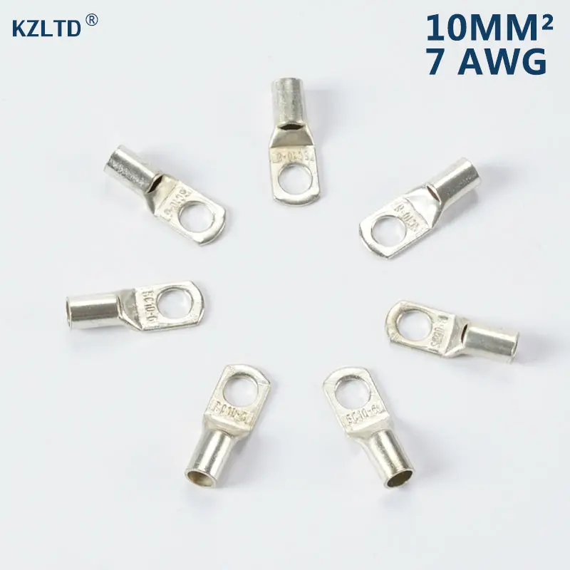 

Lot of 20 Copper Compression Connector 10mm 7 AWG M6 Stud Tinned Copper Cable Lug Terminals SC10-6