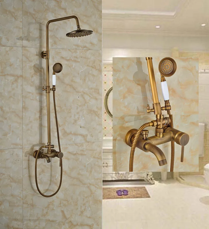 Luxury Rainfall Shower With Hand Shower 8 in Bath Tub Shower Set Mixer