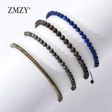 ZMZY Simple Retro Piedra Natural lapislázuli pulsera Vintage hecha a mano cuentas ajustables pulseras bohemias para mujer