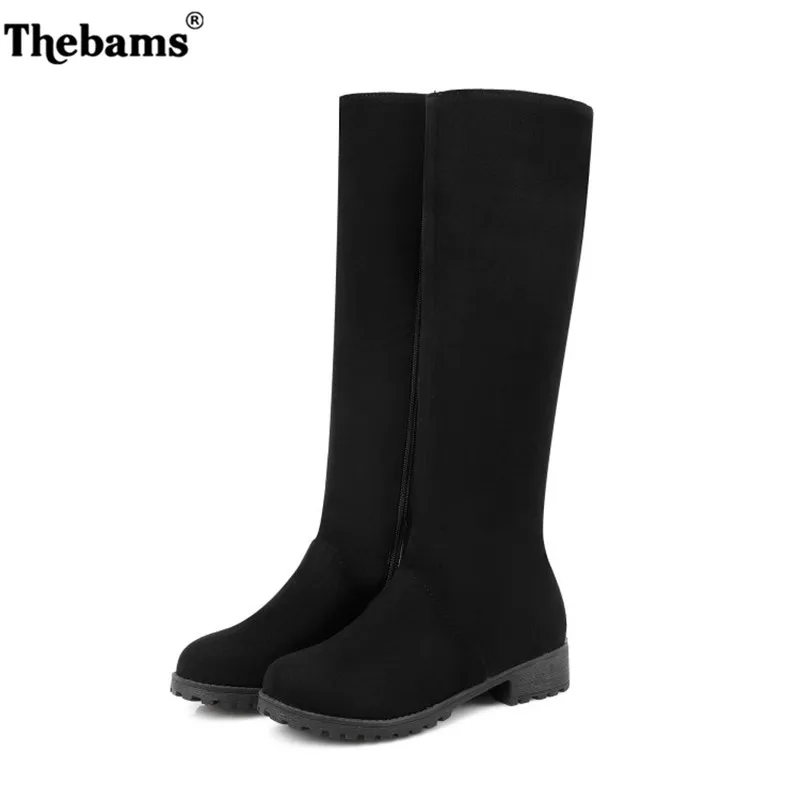

Women shoes New Over The high quality Knee High Black Boots Women Motorcycle Flats Long Boots Low Heel suede Leather Shoes