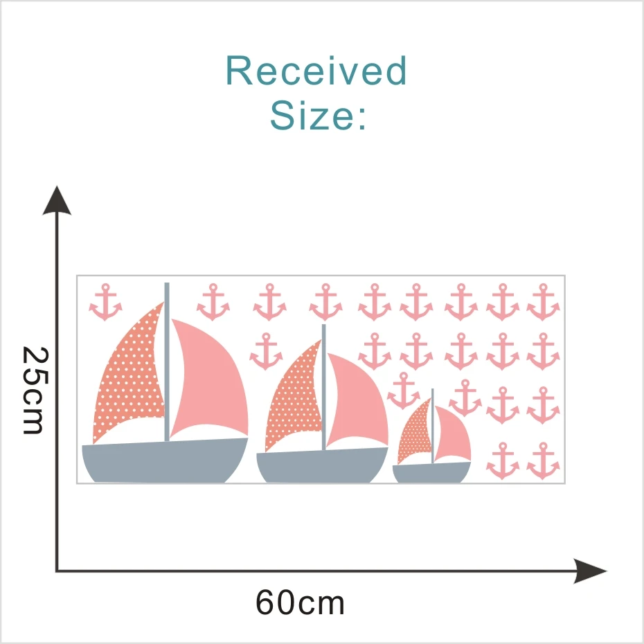 Мультфильм парусник и якорь стикер для настенного искусства винилы наклейки своими руками для детской комнаты, спальни, гостиной, декора дома - Цвет: CCS4018B