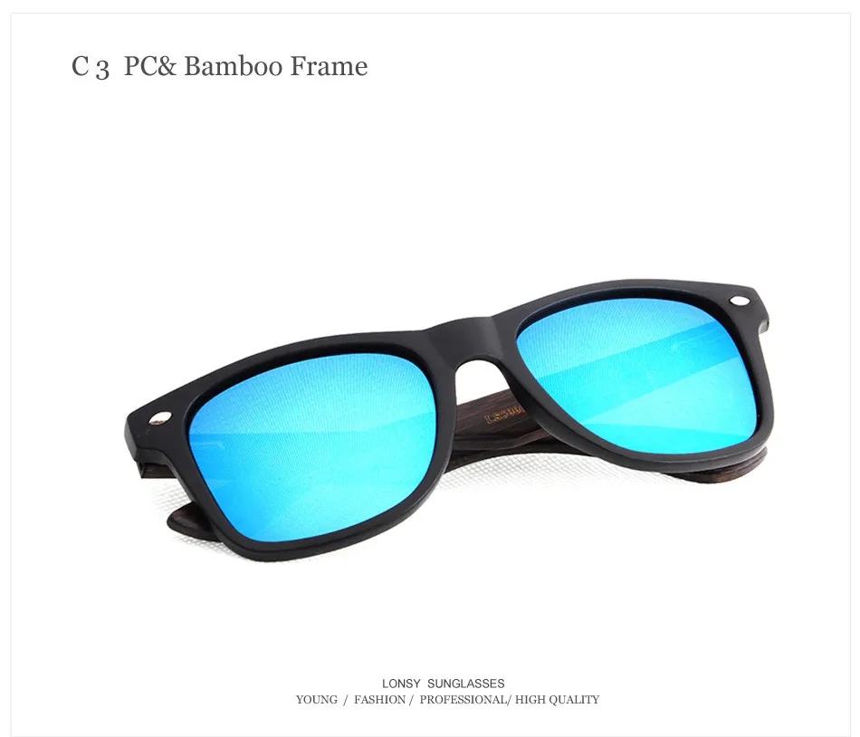 Солнечные очки в оправе из настоящего бамбука, поляризованные тёмные очки для мужчин и женщин, UV400, зеркальные линзы, деревянные очки LS5003 очки женские