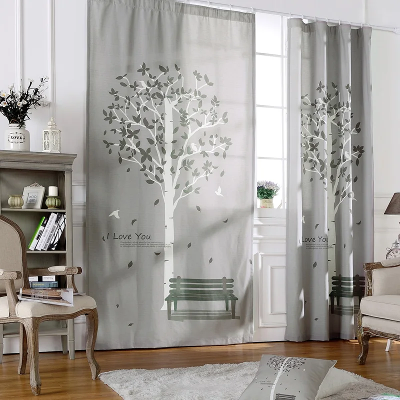 Gray/Purple Leaves Printed Modern Blackout Curtains For Living Room ... Gray/Purple Leaves Printed Modern Blackout Curtains For Living Room ...