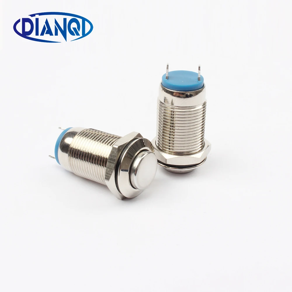 12mm metal push button waterproof nickel plated brass switch ring flat