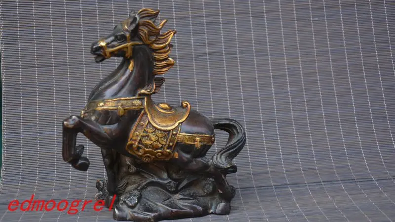 

Antiques Art Collection Old Chinese gold-filled Copper gold Horse Statue/ Sculpture, Handicrafts,best adornment,free shipping