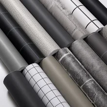 Новые 3 м* 60 см серый льняной узор водонепроницаемые обои самоклеящиеся сплошной цвет общежития спальня наклейки на стену шкафы мебель