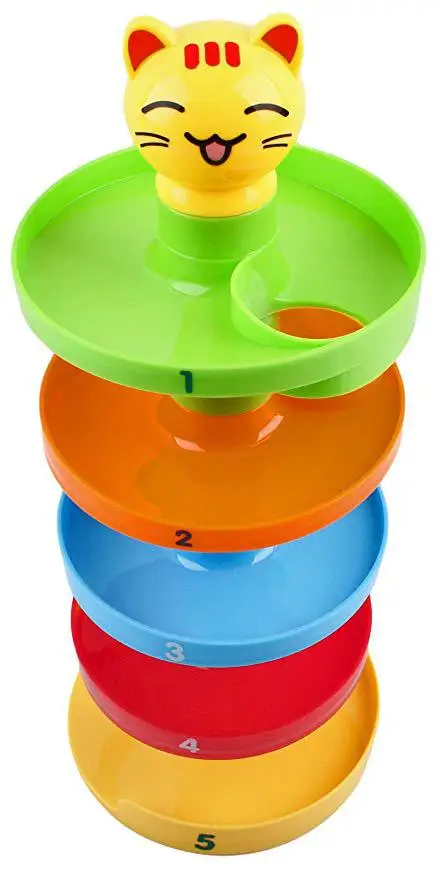 Rampas com Sino Brinquedo dos Desenhos Animados para Crianças Rctown Rotação Multi-colorido Esférico 5-camada 4 Brinquedos de encaixar