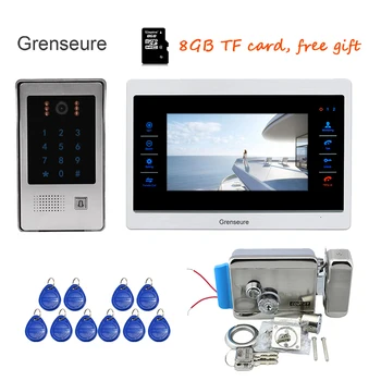 

Free Shipping 720P AHD 1200TVL 7" Screen Video Door Phone Intercom Unlock Record Kit Code Keypad RFID Door Camera Electric Lock