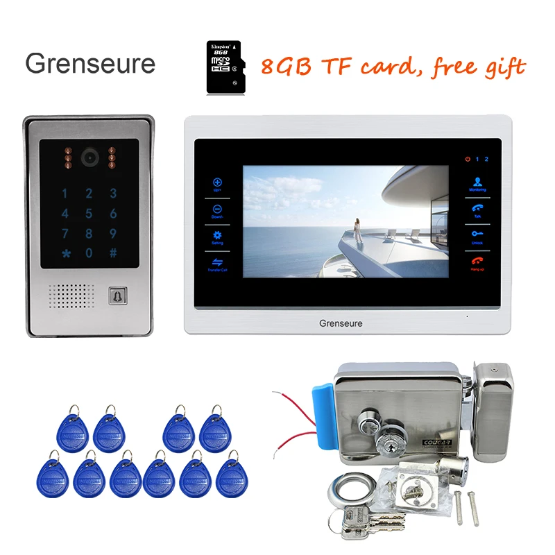 Free Shipping 720P AHD 1200TVL 7\ Screen Video Door Phone Intercom Unlock Record Kit Code Keypad RFID Door Camera Electric Lock Free Shipping 720P AHD 1200TVL 7\ Screen Video Door Phone Intercom Unlock Record Kit Code Keypad RFID Door Camera Electric Lock