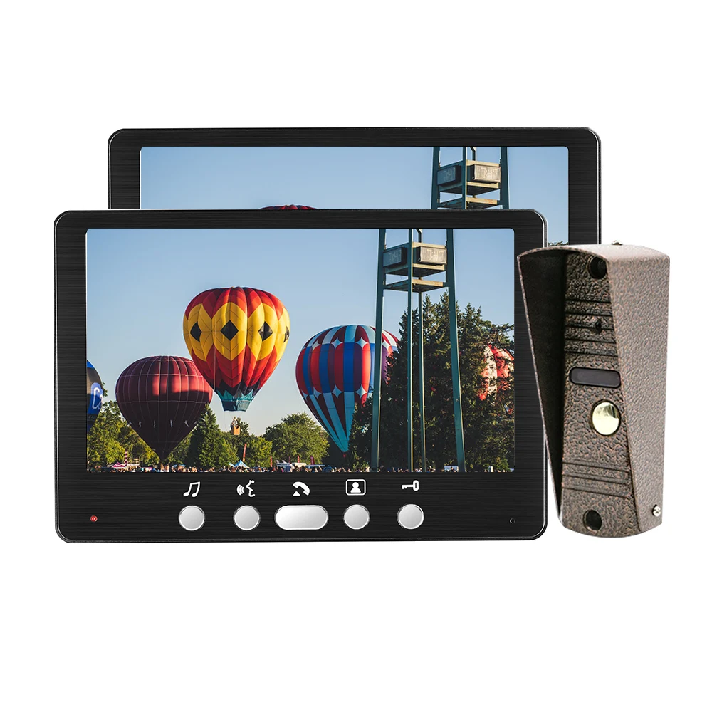 Homefong 7 Inch Video Door Phone Home Intercom Camera System 2 Indoor Monitors+1 Outdoor Panel Station Rainproof Talk Unlock