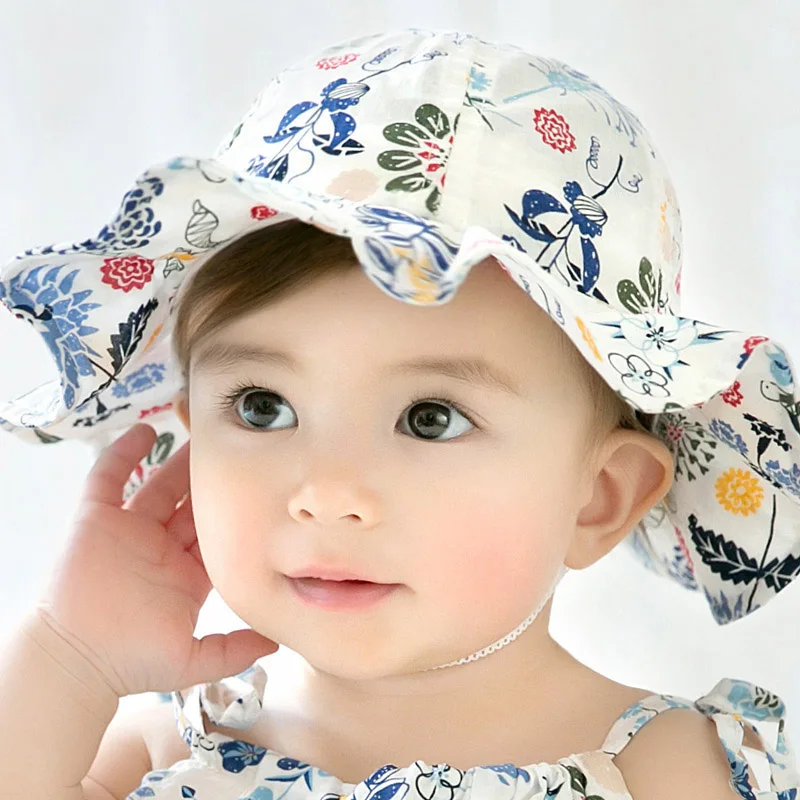 Новая Цветочная шапочка для новорожденного, для малыша, для маленькой девочки, шляпа, Пляжная Панама, Весенняя Детская летняя шапка для девочек, шляпа от солнца для малышей - Цвет: style 1 B