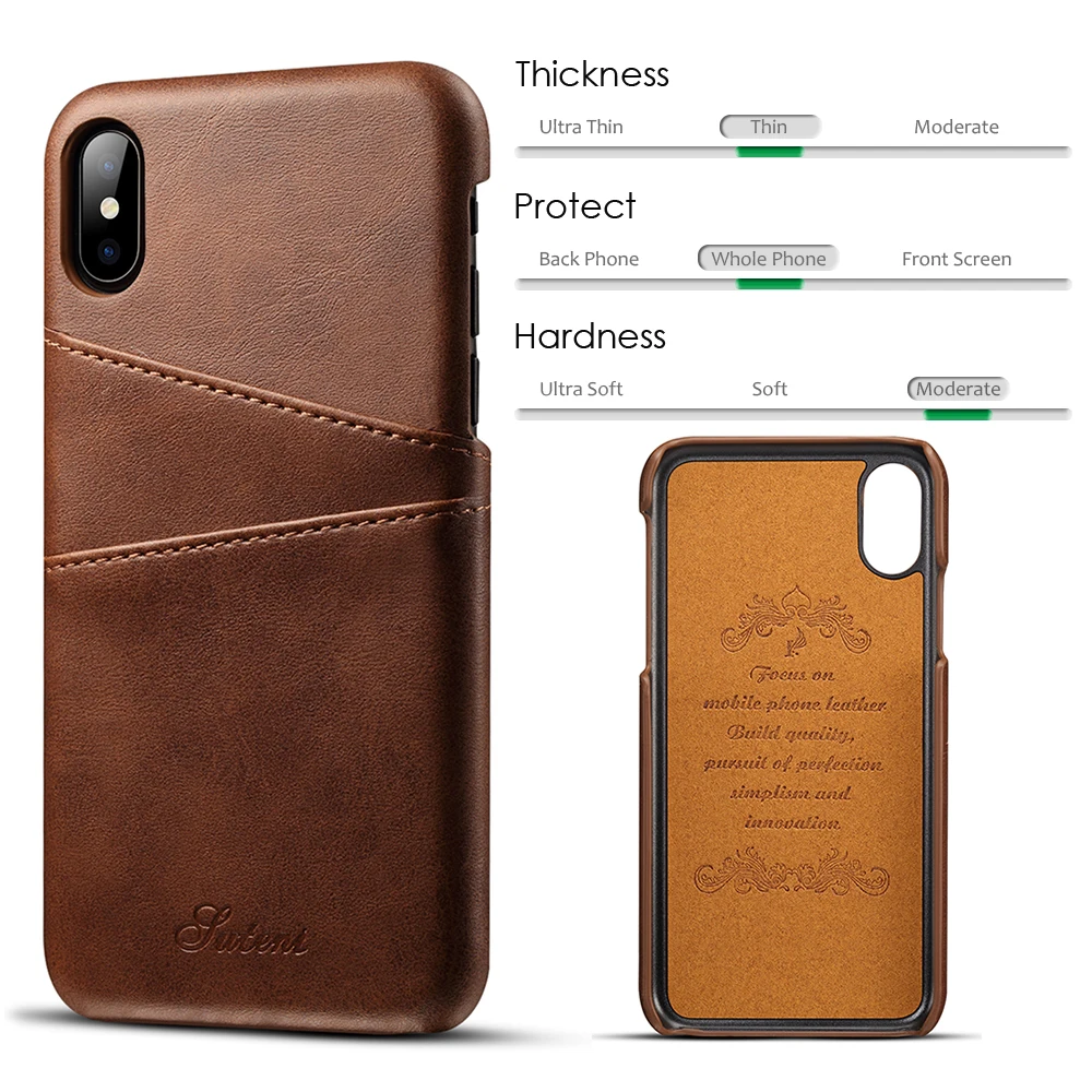 KIPX1014_2_Slim Leather Back Cover For iPhone X Cow Case Ultra Thin Wallet Card Holder Back Covers For iPhone 10