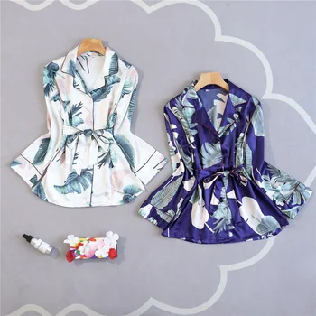 

Sexy Womens Shirt Pants Pajamas Sets Sleepwear Lady Home Wear Nightgown Suit Robe Bath Gown Spring Autumn Sleepshirts M-XL