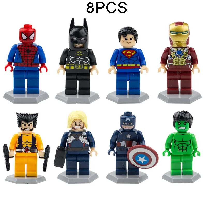 

8PCS Marvel Super Heroes Thanos Guardians of Galaxy Spider iron man Avengers THOR Building Blocks Toys Figures Kids Toy Gift