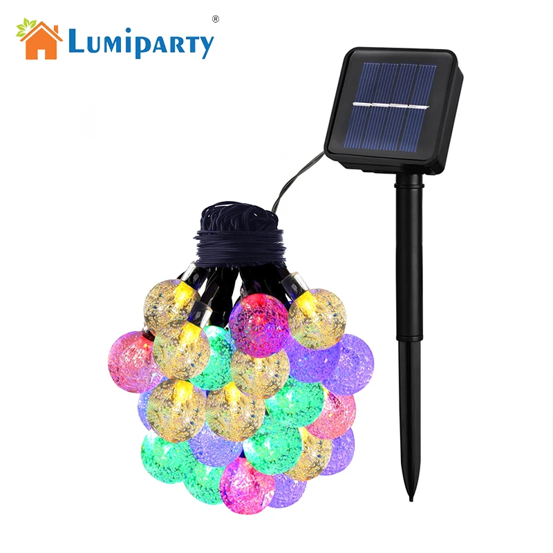 LumiParty лампы от солнечной батареи с 30 хрустальными шариками светодиодный открытый Солнечный Сказочный шнур водонепроницаемое праздничное освещение для украшения дома