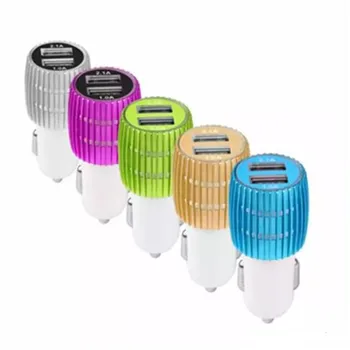 

2.1A+1A Aluminum material Dual 2 Port USB Car Charger For iPhone 5 / 6 /6s/For Samsung Galaxy S4 S5 Note 5