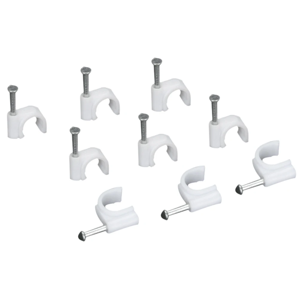 

Urijk 100pcs/set 6mm Auto Fixing Clip Fastener Wire U-shape Fixing Clip Steel Nail Line Card Plastic PE+High Carbon Steel Nails