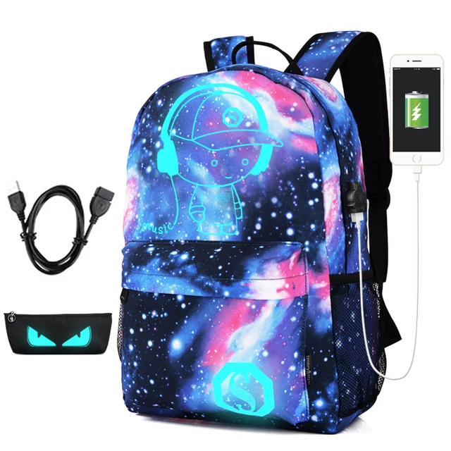 Cheap Namvitae Cute Printing Cartoon School Bags Fashion Children USB Charging Backpack for Teenager Luminous Backpack mochila escolar