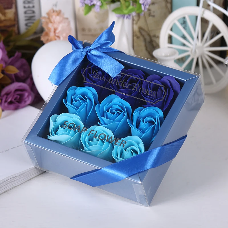 

9Pcs Rose Scented Bath Body Petal Rose Flower Soap Wedding Decoration Gift Rose Soap with Gift Box Valentine's Day Birthday Gift