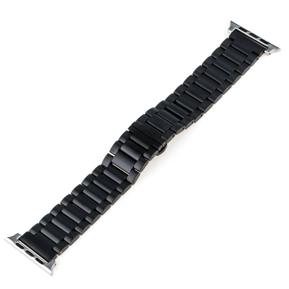Ремешок из нержавеющей стали для часов Apple Watch iWatch 38 мм 42 мм Бабочка Пряжка ремешок браслет+ Адаптеры+ инструмент - Цвет ремешка: Black
