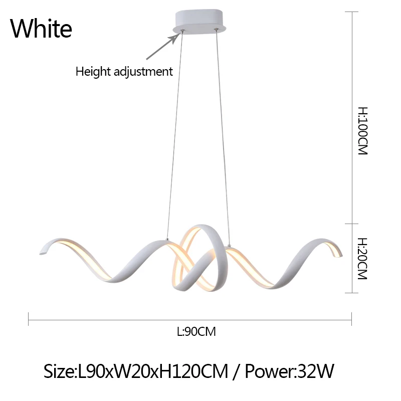White L90xW20CM Черный/белый современный светодиодный подвесной светильник s для гостиной, столовой, кухни, алюминиевый подвесной светильник, промышленный светильник, подвесной светильник, светильники - Цвет корпуса: White L90xW20CM