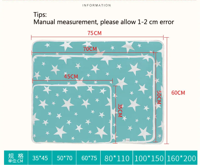 Все сезоны хлопок печать Водонепроницаемый 60*75 см Младенческая постельные принадлежности Портативный новорожденных пеленания Baby Care изменение колодки и охватывает