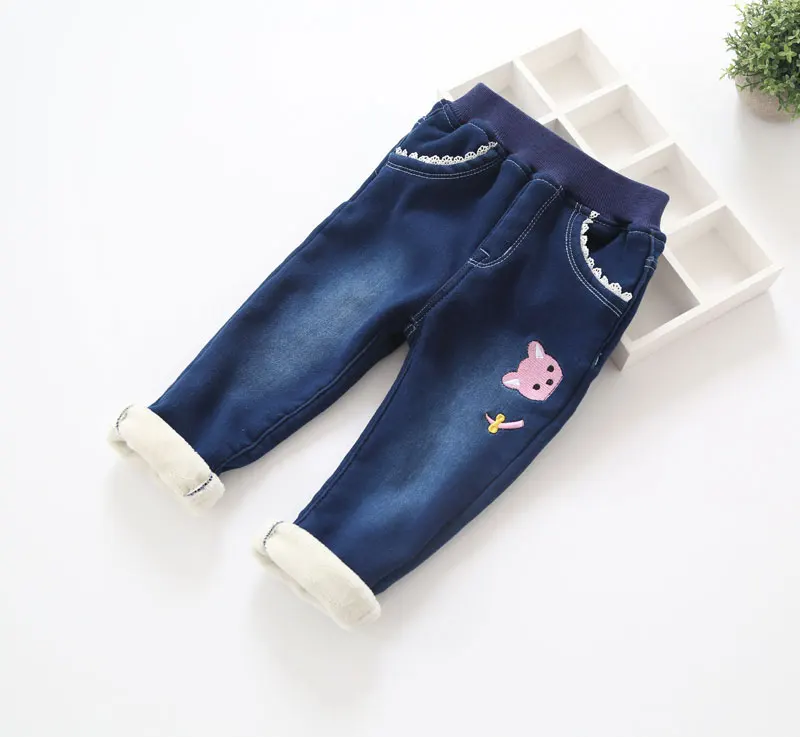 Winter Baby Girls Wam Denim Jeans Thick Autumn Kids Trousers Child Warm Long Pants | Детская одежда и обувь