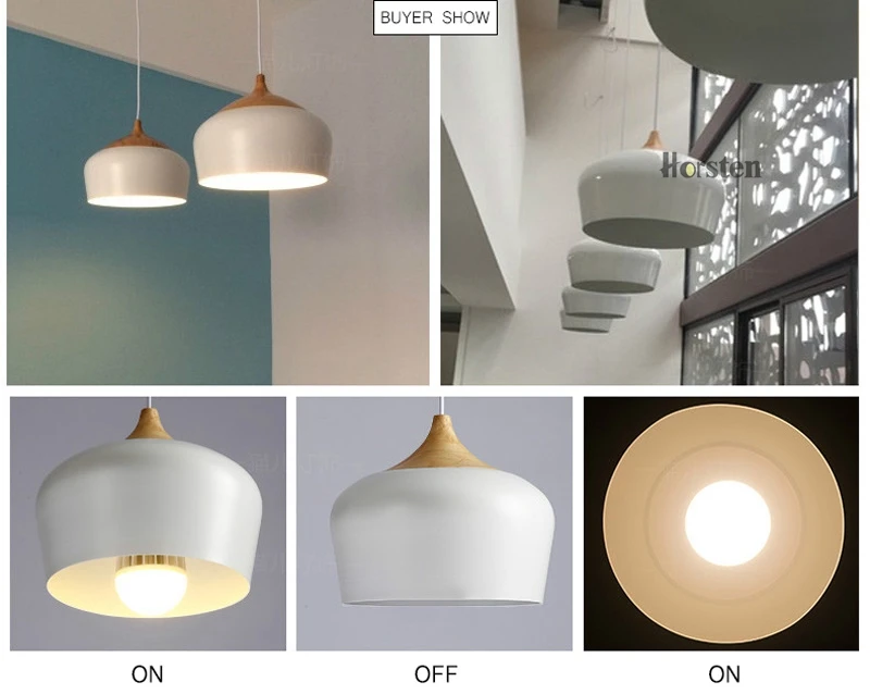Horsten Nordic Simple Modern Pendant Lights Wood Aluminum Lampshade Industrial Lighting Loft Dining Room Pendant Lamp E27 (10)