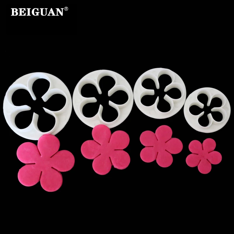 

4Pcs/Set Rose Flower Petal Shape Cake Sugarcraft Fondant Cookies Plungers Cutters Decorating Tools