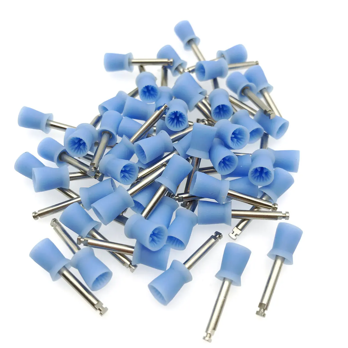 

100Pcs Dental Polishing Polish Prophy Cup Brush 4 Webbed Blue Color Latch Type