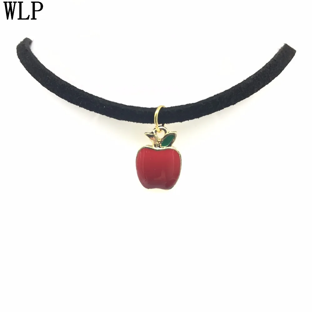 WLP Горячее предложение Новая мода ожерелье колье Bijoux черный, бархатный, кожаный ананас из кристаллов яблоко кулон Макси массивные Чокеры ожерелье