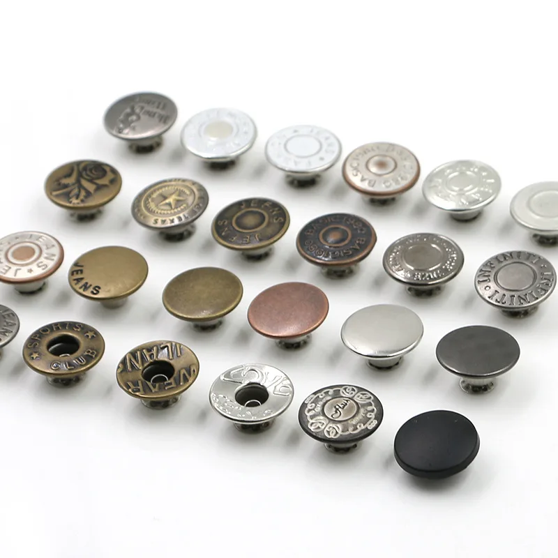 Buy 20pcs/lot 17mm metal jeans Buttons Mixed Styles