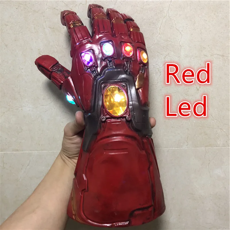Red Led 1:1 войны перчатка фигурка светодиодный светильник косплей перчатки Таноса реквизит взрослый ребенок подарок - Цвет: Red Led