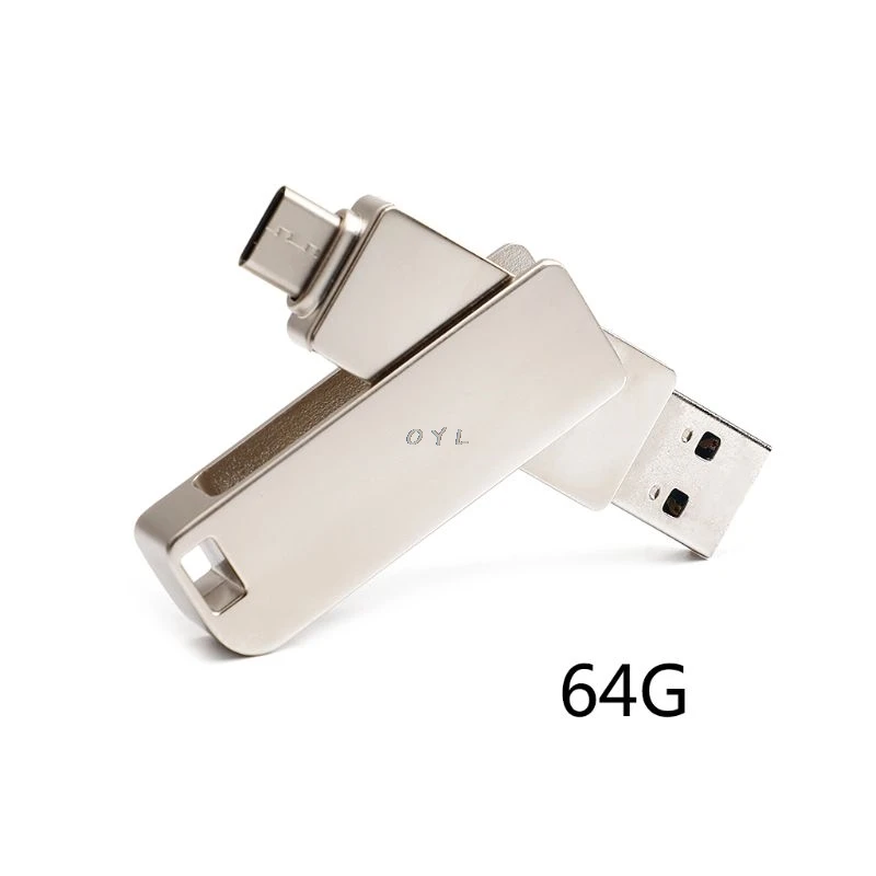 

OTG USB Flash Memory Stick Thumb Drive 64GB U Disk USB2.0 Type-C Connector External Storage Expansion Computer PC Android Phone