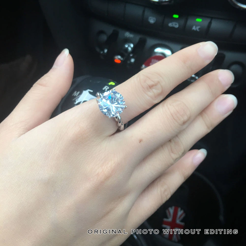 12mm Round Cubic Zirconia 925 Sterling Silver Wedding Jewelry Rings For Women Wedding Gift Ideas(JewelOra RI102325)