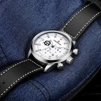 

Sports Quartz Luxury Military Men's Watch leather Strap Water Resistant Business Calendar Chronograph Clock Relogio masculino