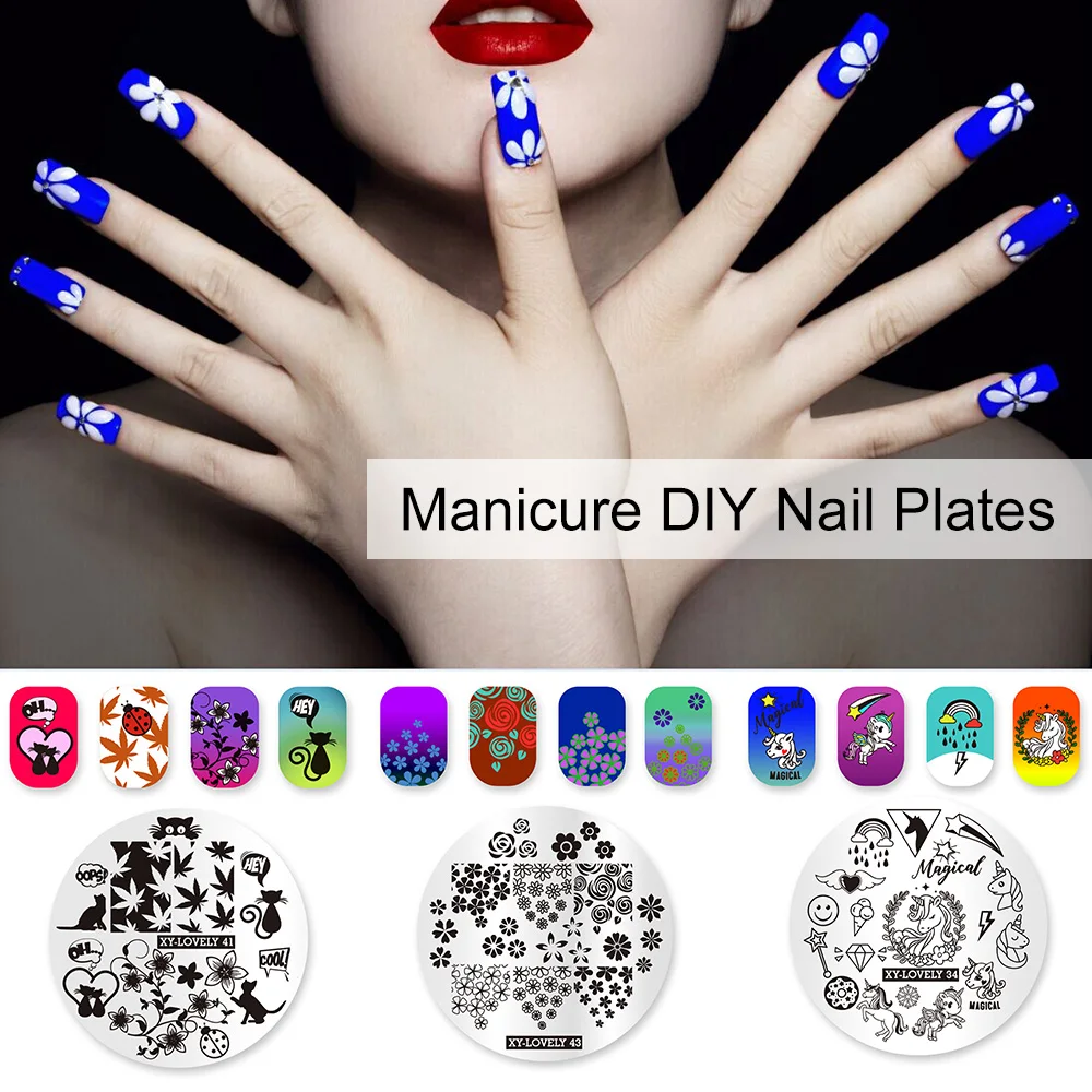 

Nail Templates Manicure DIY Lace Rose Flower Forest Image Nail Plates Nail Art Stamping Plate Nail Art Tools Indian Pattern