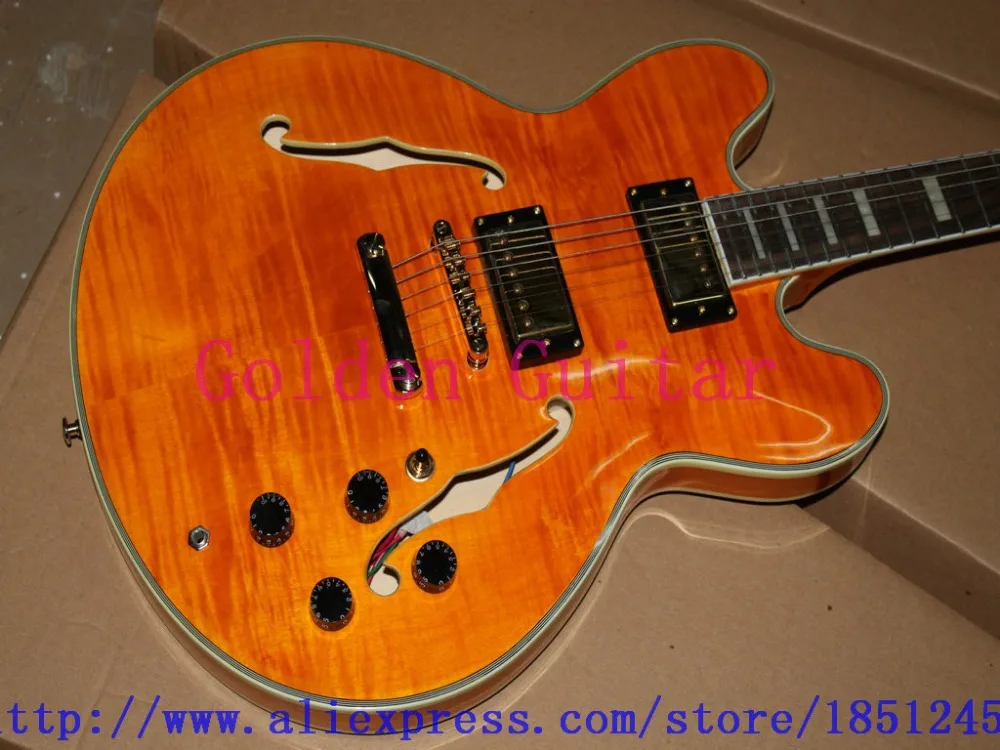 Custom Hollow Body Jazz Guitar yellow 335 Guitars free shipping Musical