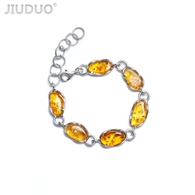 JIUDUO ювелирные изделия из чистого натурального Приморского янтаря пчелиный воск женский браслет 925 Серебряная Инкрустация поддержка повторного осмотра прилагается сертификат